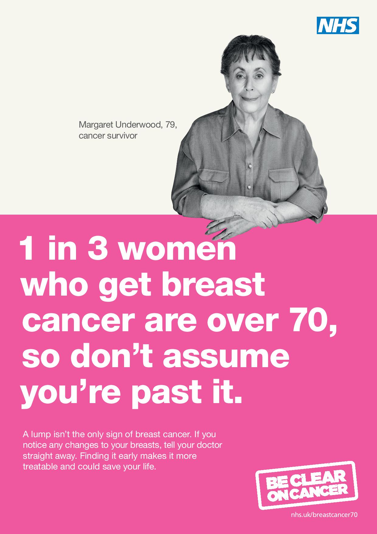 1 in 3 women who get breast cancer are over 70, so don't assume you're past it